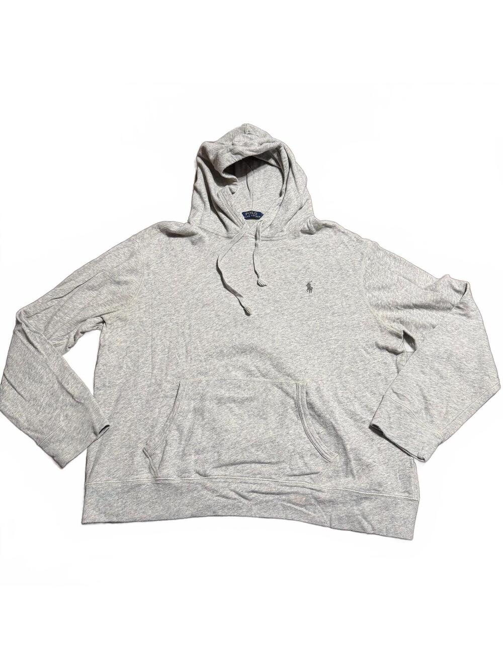 Polo Ralph Lauren Mens 100% Cotton Pullover Hoodie XL Gray Pony Sweatshirt